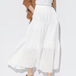 BNWT uniqlo crinkle cotton tiered skirt - white, medium